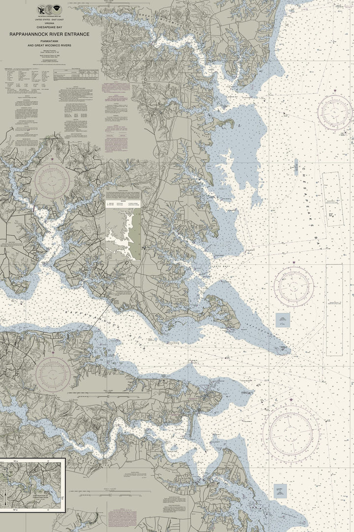 Chesapeake - Rappahannock River Entrance Nautical Chart — Traditional palette