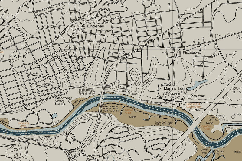 Raritan River New Brunswick to Raritan Bay — Heritage Edition — print detail 2