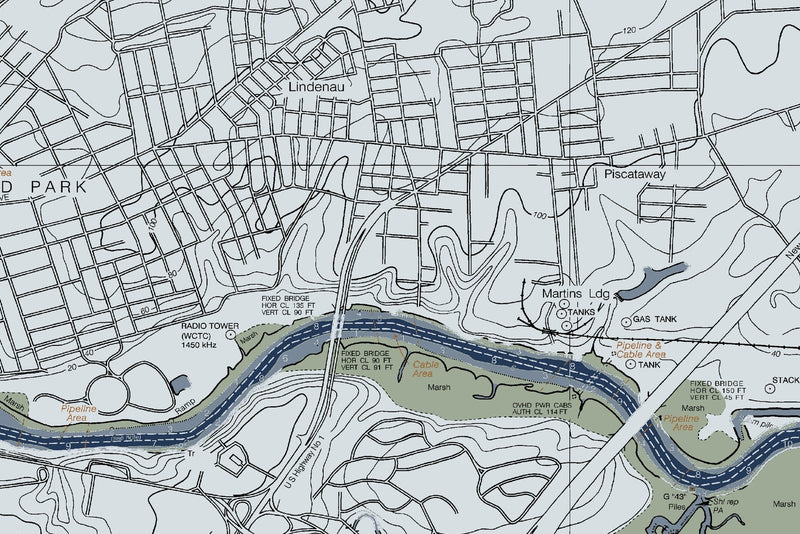 Raritan River New Brunswick to Raritan Bay — Modern Edition — print detail 2