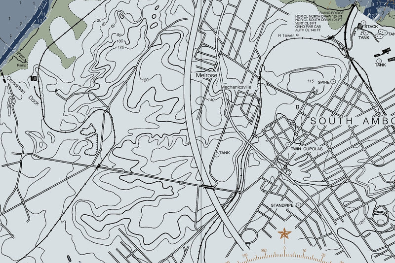 Raritan River New Brunswick to Raritan Bay — Modern Edition — print detail 3