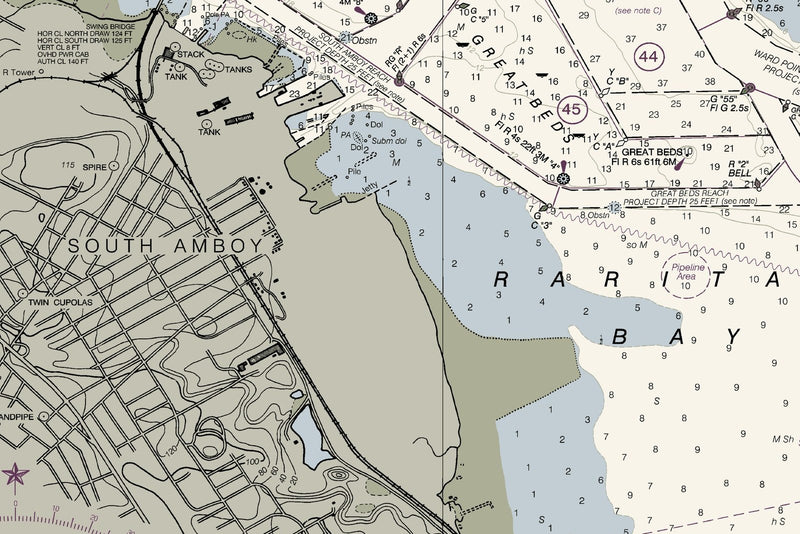 Raritan River New Brunswick to Raritan Bay — print detail 1