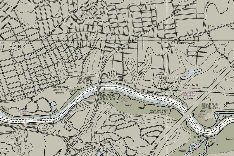 Raritan River New Brunswick to Raritan Bay — print detail 3