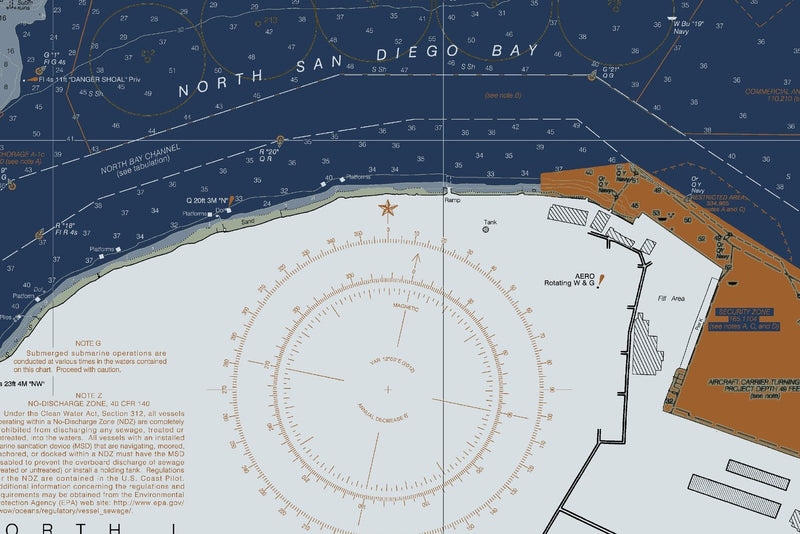San Diego Bay Nautical Chart — Modern Edition — print detail 1