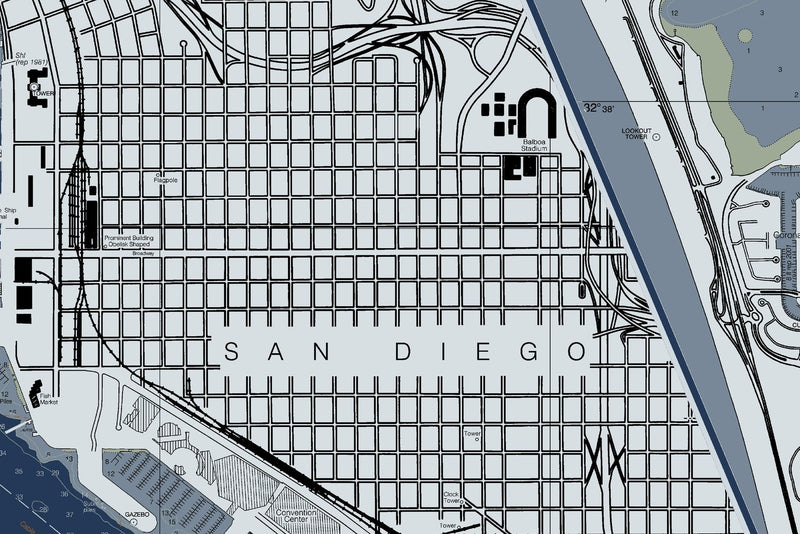 San Diego Bay Nautical Chart — Modern Edition — print detail 2