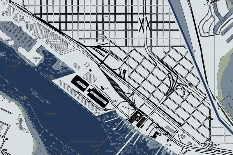 San Diego Bay Nautical Chart — Modern Edition — print detail 3
