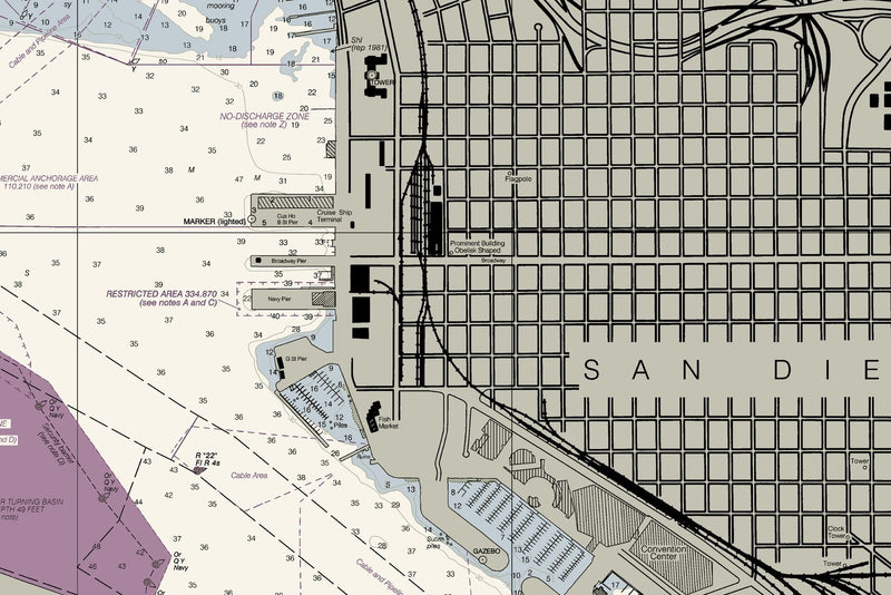 San Diego Bay Nautical Chart — print detail 1