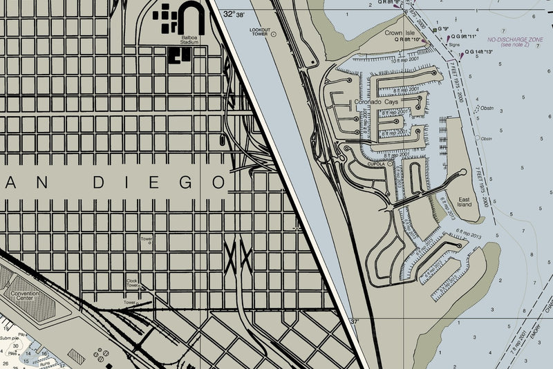 San Diego Bay Nautical Chart — print detail 2