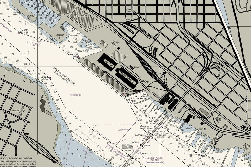 San Diego Bay Nautical Chart — print detail 3