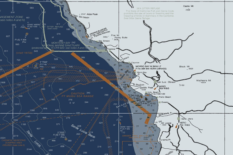 San Diego To San Francisco Bay Nautical Chart — Modern Edition — print detail 1