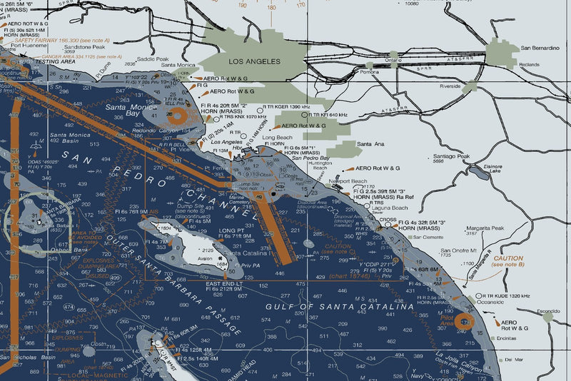 San Diego To San Francisco Bay Nautical Chart — Modern Edition — print detail 2