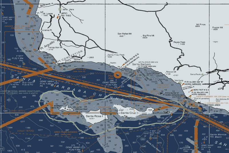San Diego To San Francisco Bay Nautical Chart — Modern Edition — print detail 3