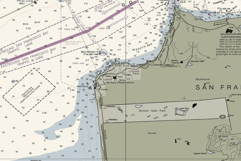 Entrance To San Francisco Bay Nautical Chart — print detail 1