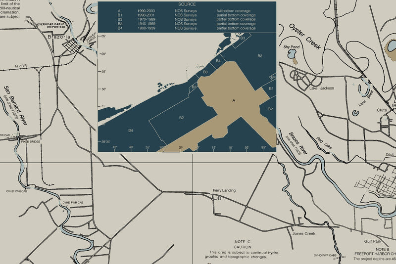San Luis Pass To East Matagorda Bay Nautical Chart — Heritage Edition — print detail 3