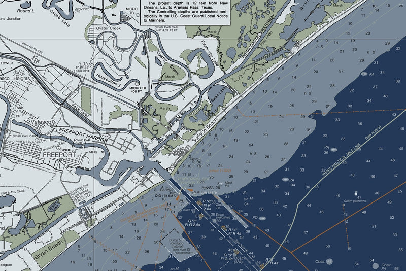 San Luis Pass To East Matagorda Bay Nautical Chart — Modern Edition — print detail 1