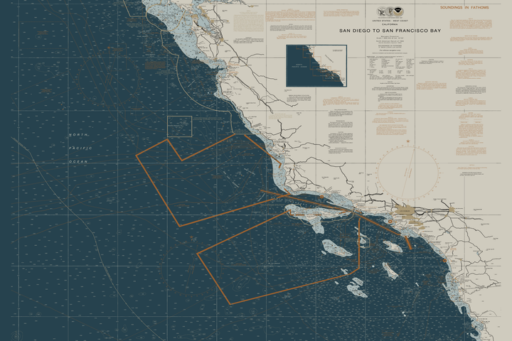 San Diego To San Francisco Bay Nautical Chart — Heritage Edition — Heritage Edition palette
