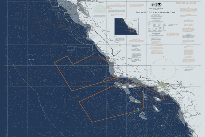 San Diego To San Francisco Bay Nautical Chart — Modern Edition