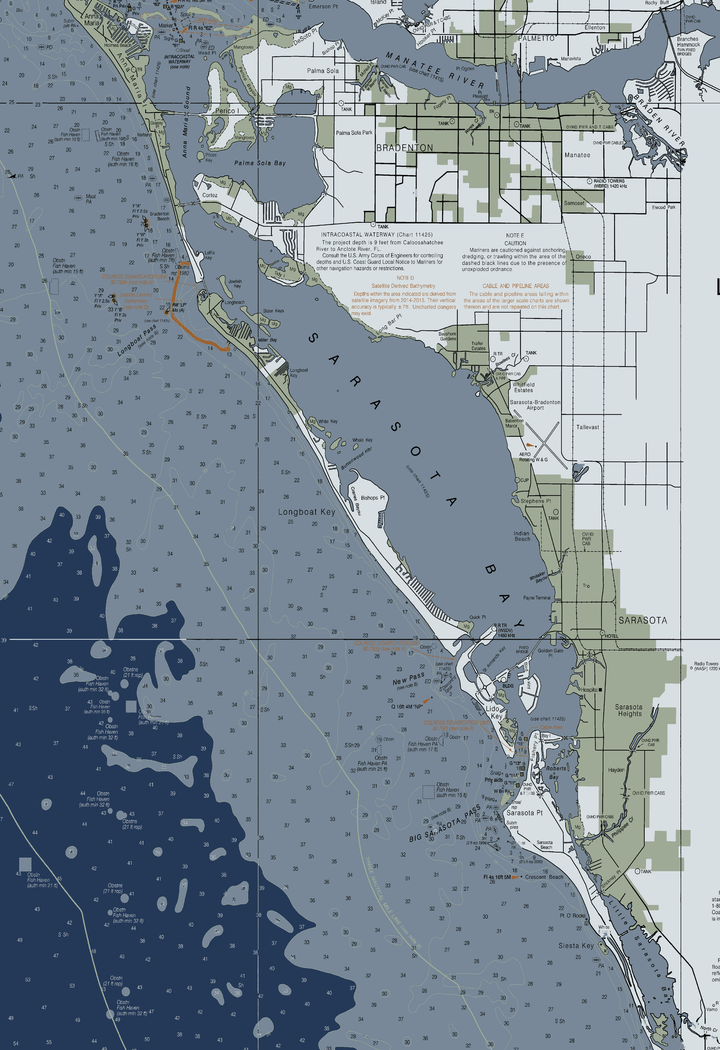 Sarasota Bay - Siesta Key to Anna Maria Nautical Chart — Modern Edition