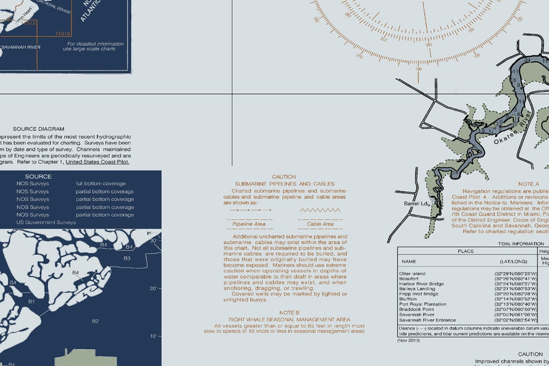 Savannah River Nautical Chart — Modern Edition — print detail 1