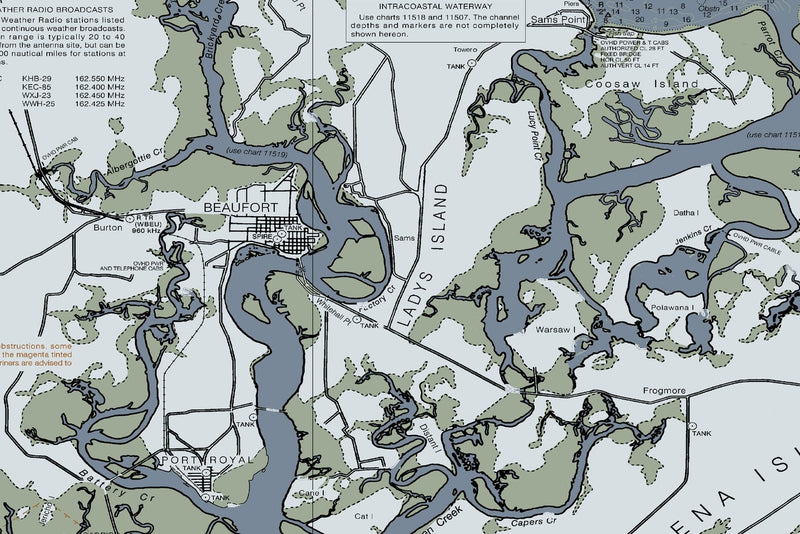 Savannah River Nautical Chart — Modern Edition — print detail 2