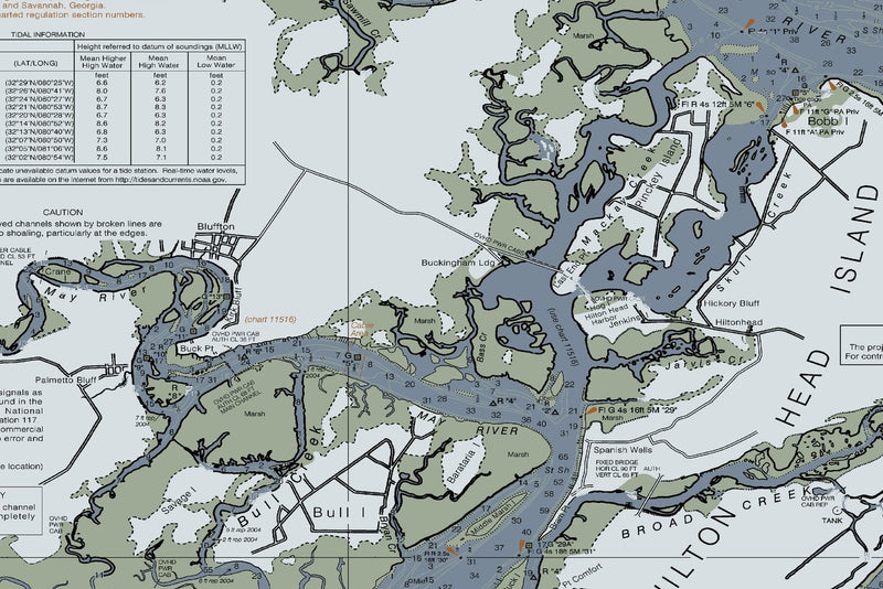 Savannah River Nautical Chart — Modern Edition — print detail 3