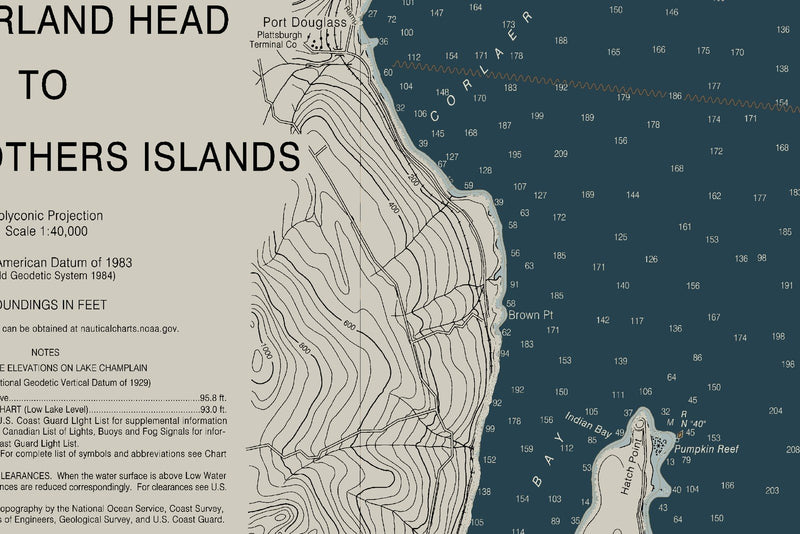 Lake Champlain - Cumberland Head to Four Brothers Islands — Heritage Edition — print detail 1