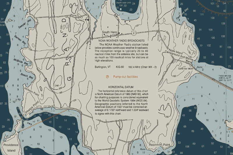 Lake Champlain - Cumberland Head to Four Brothers Islands — Heritage Edition — print detail 2