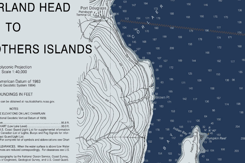 Lake Champlain - Cumberland Head to Four Brothers Islands — Modern Edition — print detail 1