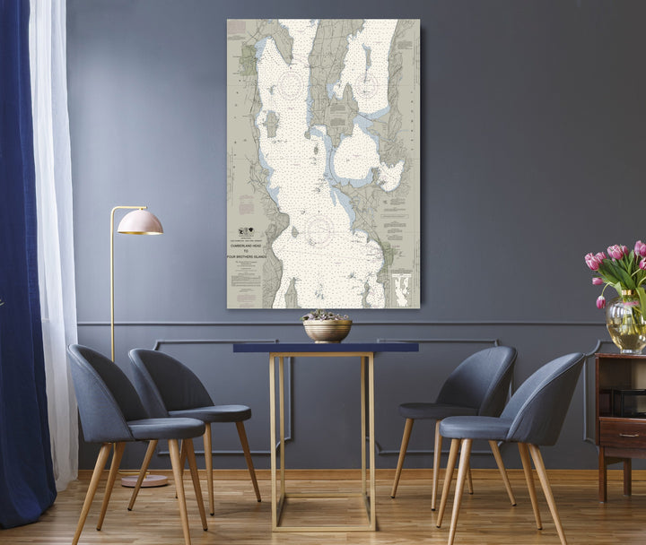 Lake Champlain - Cumberland Head to Four Brothers Islands Nautical Chart — Traditional palette