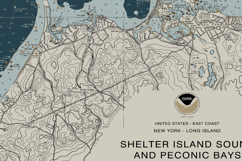 Shelter Island Sound And Peconic Bays Nautical Chart — Heritage Edition — print detail 3