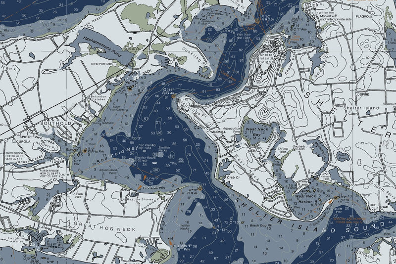 Shelter Island Sound And Peconic Bays Nautical Chart — Modern Edition — print detail 2