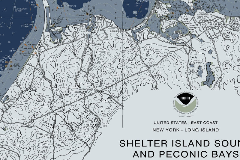 Shelter Island Sound And Peconic Bays Nautical Chart — Modern Edition — print detail 3