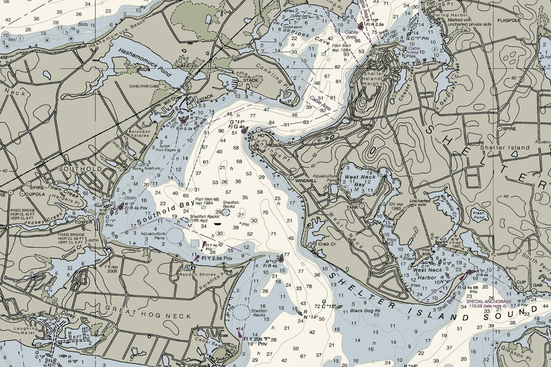 Shelter Island Sound And Peconic Bays Nautical Chart — print detail 2