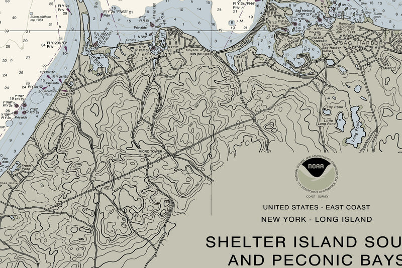 Shelter Island Sound And Peconic Bays Nautical Chart — print detail 3