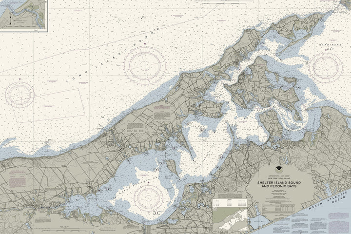 Shelter Island Sound And Peconic Bays Nautical Chart — Traditional palette