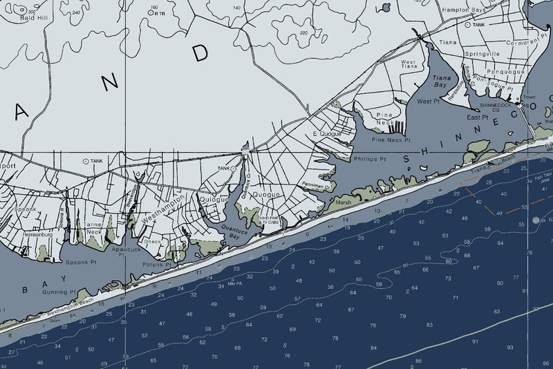 Shinnecock Light to Fire Island Light Nautical Chart — Modern Edition — print detail 1