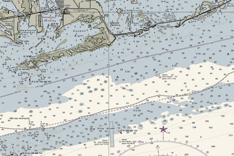 Sombrero Key To Sand Key Nautical Chart — print detail 1