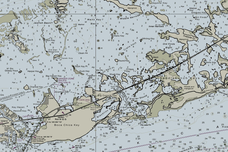 Sombrero Key To Sand Key Nautical Chart — print detail 3