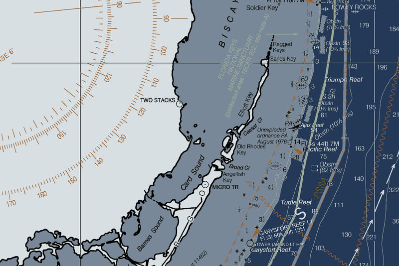 South Florida and the Keys Nautical Chart — Modern Edition — print detail 1