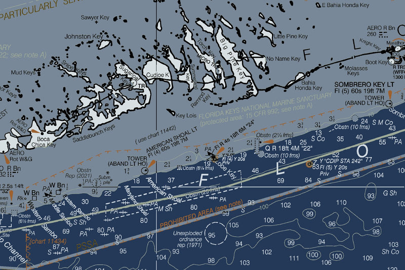 South Florida and the Keys Nautical Chart — Modern Edition — print detail 2