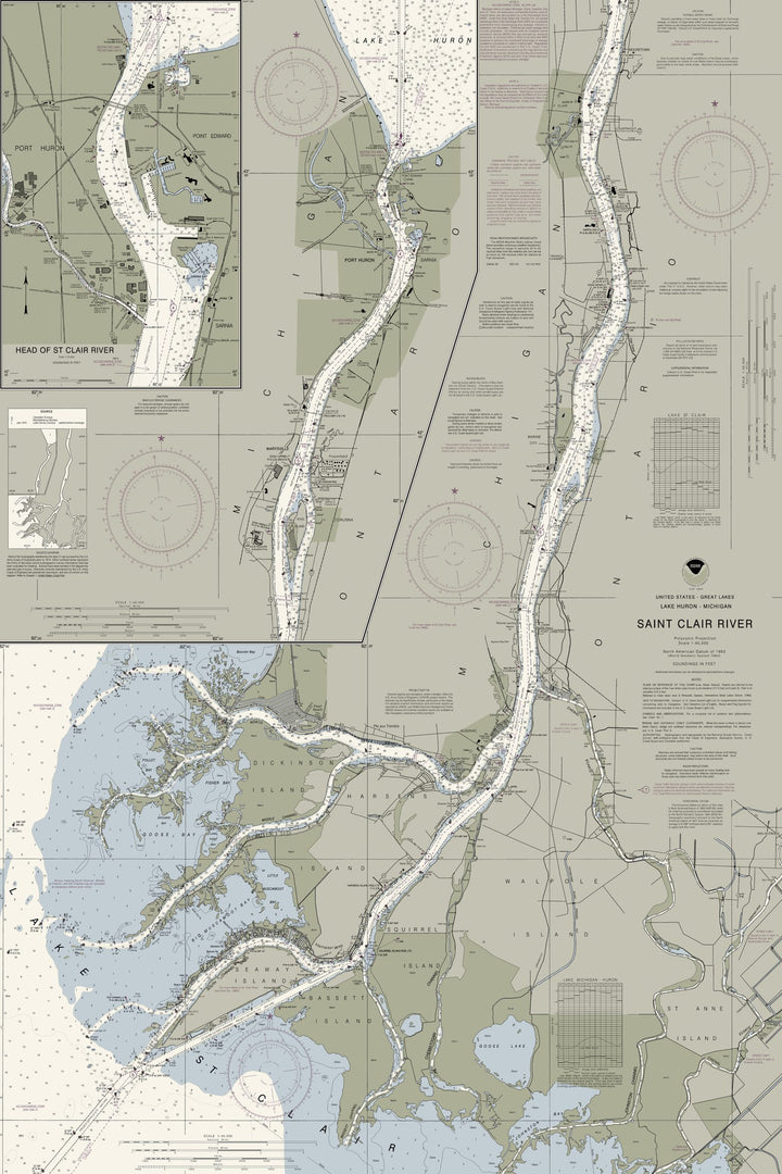 St Clair River Nautical Chart — Traditional palette
