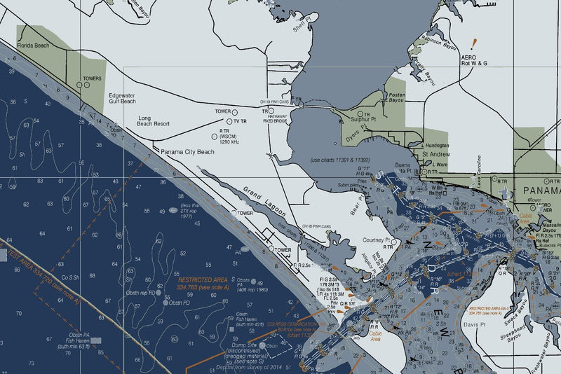 St Joseph And St Andrew Bays, Panama City Nautical Chart — Modern Edition — print detail 1