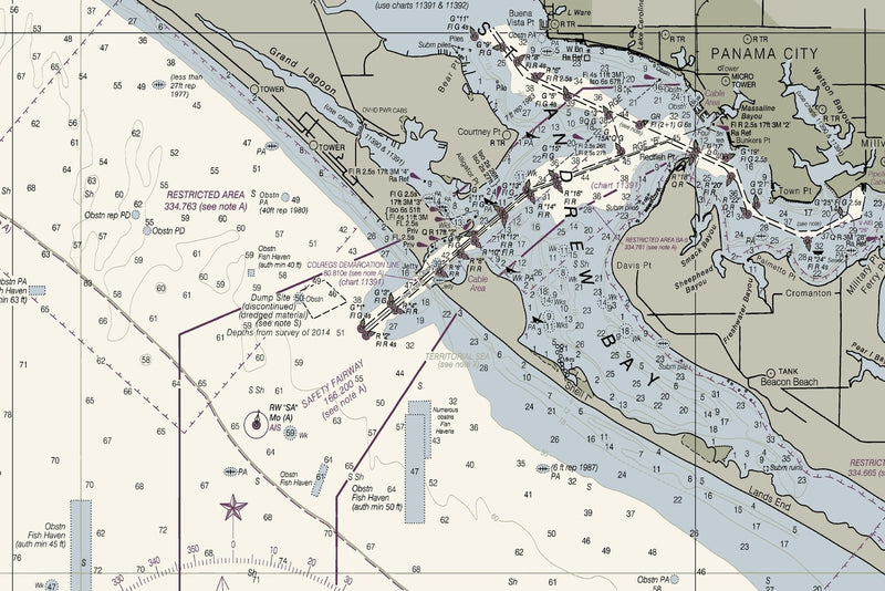 St Joseph And St Andrew Bays, Panama City Nautical Chart — print detail 1