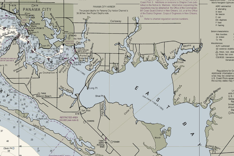 St Joseph And St Andrew Bays, Panama City Nautical Chart — print detail 3