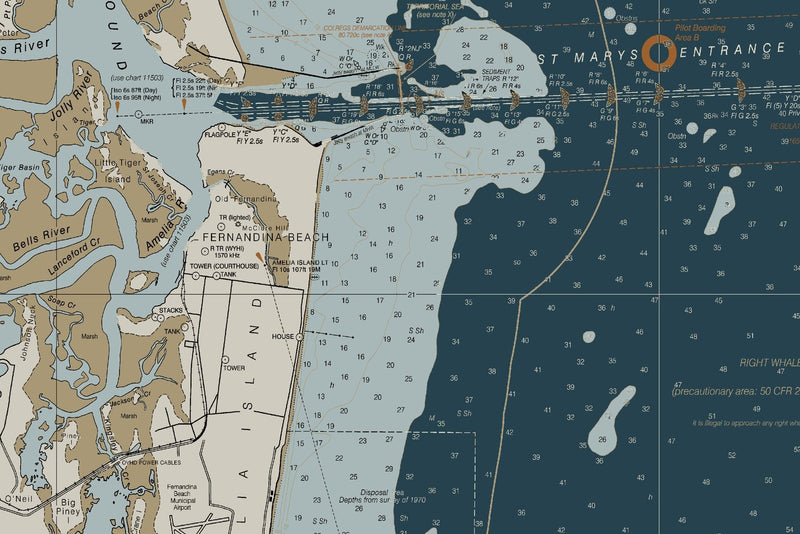 St Simons Island, GA Nautical Chart — Heritage Edition — print detail 1