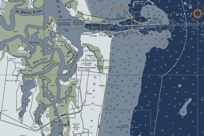 St Simons Island, GA Nautical Chart — Modern Edition — print detail 1