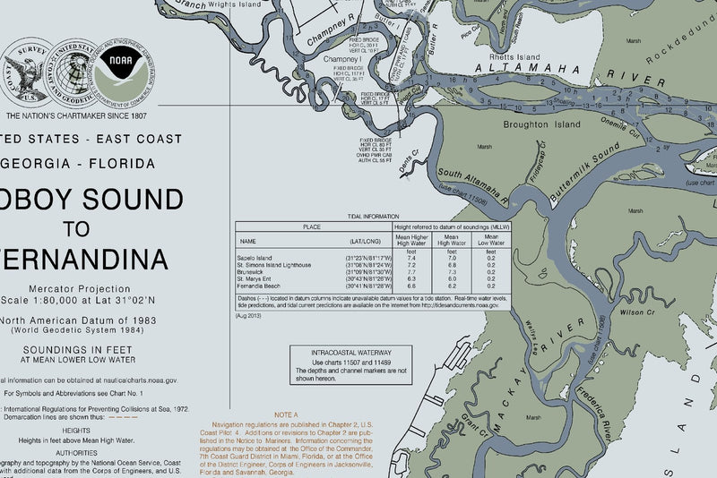St Simons Island, GA Nautical Chart — Modern Edition — print detail 3