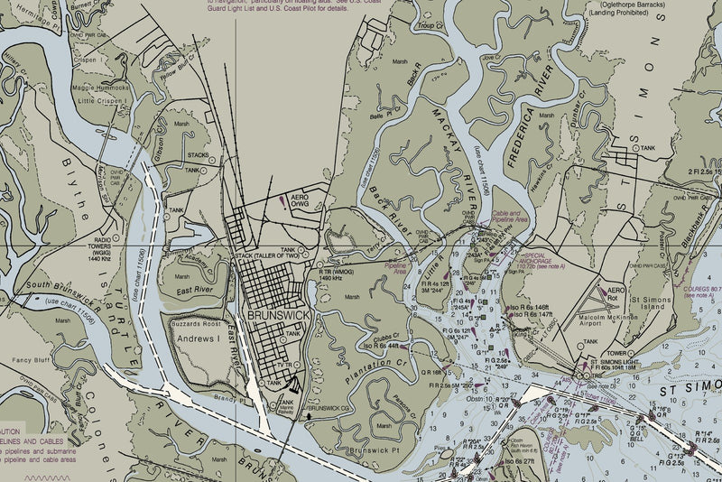 St Simons Island, GA Nautical Chart — print detail 2
