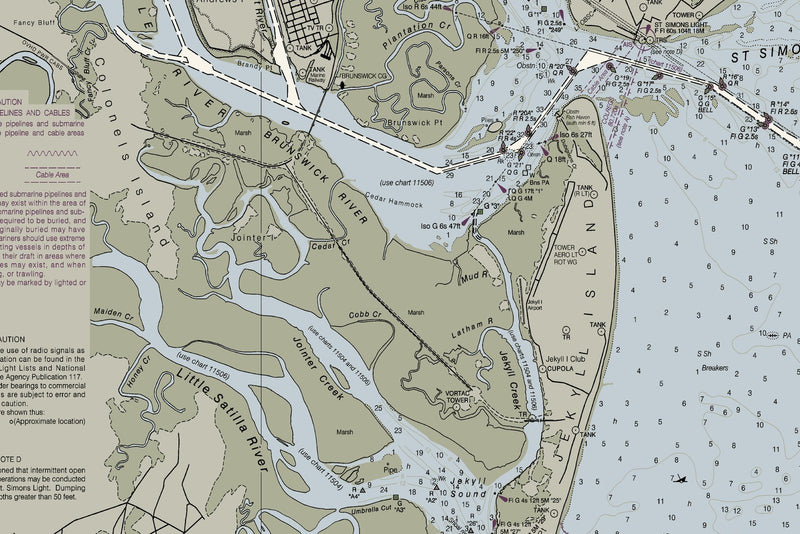 St Simons Island, GA Nautical Chart — print detail 3