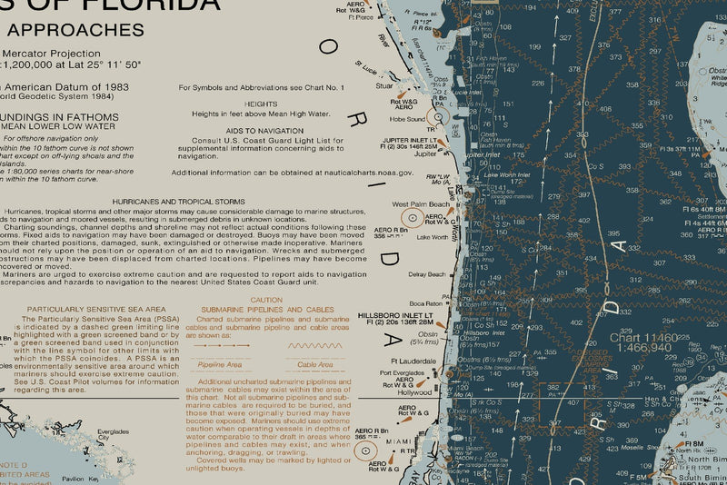 Straits of Florida Nautical Chart — Heritage Edition — print detail 1