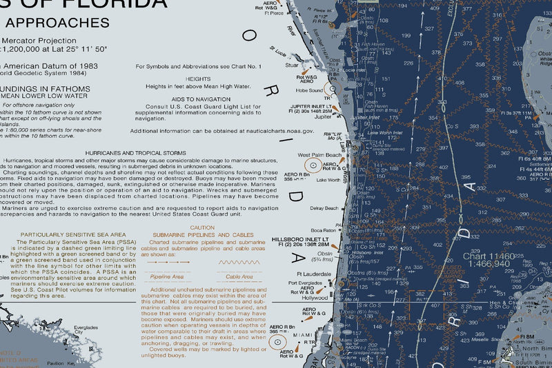 Straits of Florida Nautical Chart — Modern Edition — print detail 1
